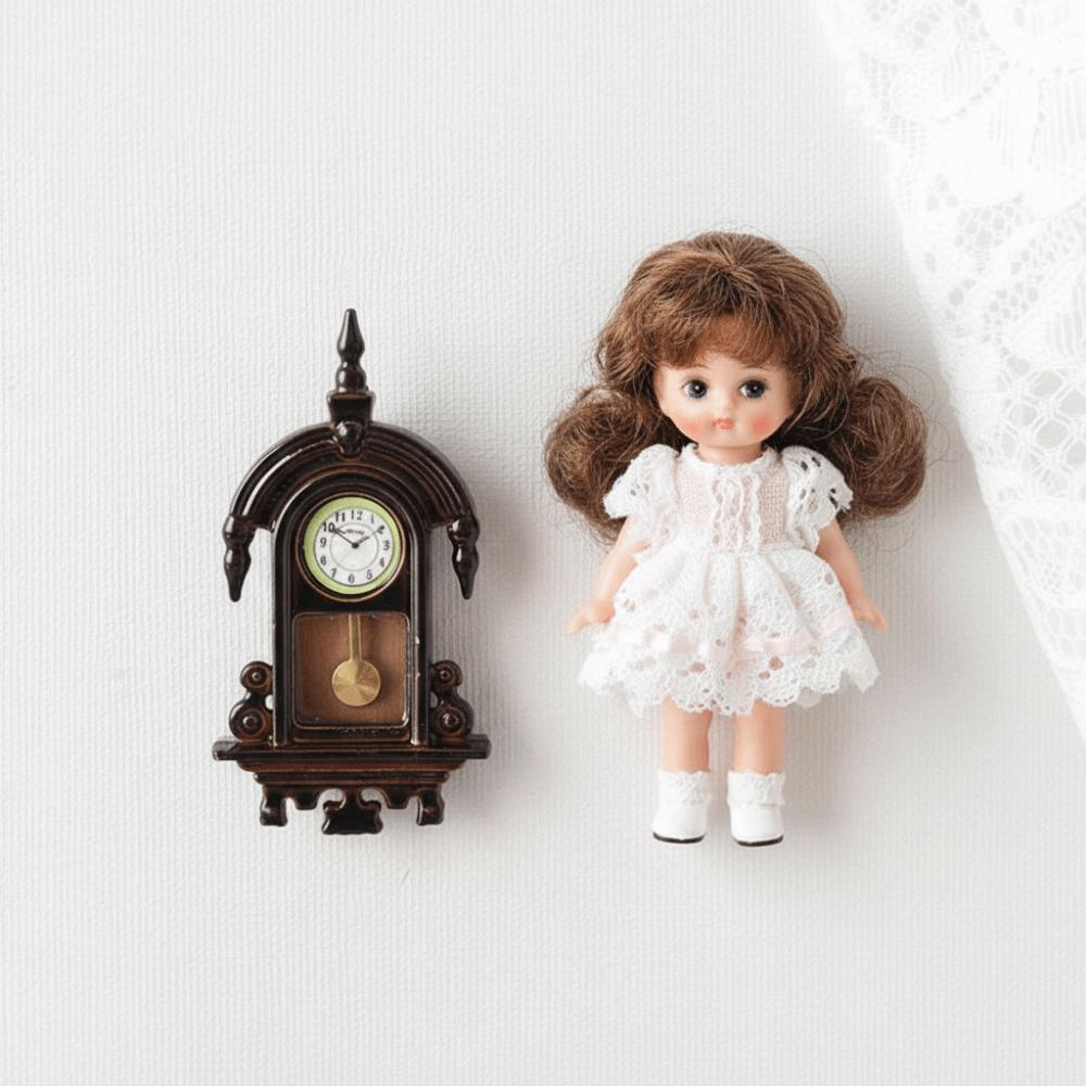 Zinc Zinc Alloy Material Dollhouse Wall Clock Movable Pendulum Simulated Furniture Model  Living Room Decor