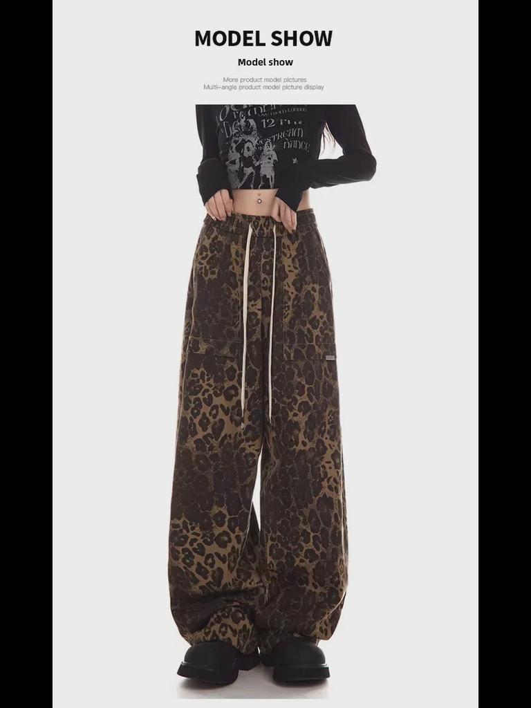 Monos Retro con Estampado de Leopardo para Mujer 2024 - Pantalones Trendy Sueltos Casuales de Street Dance