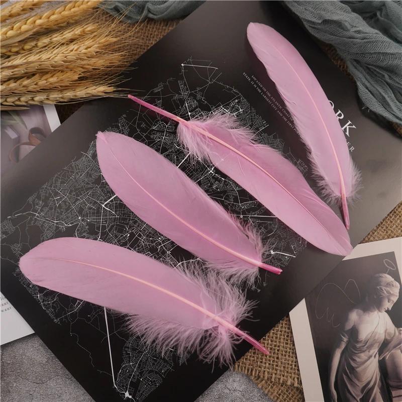 15-20cm Hard Stick Goose Feathers Natural Swan Pluma Handicraft Accessories Colorful Dream Catcher Feather Decoration