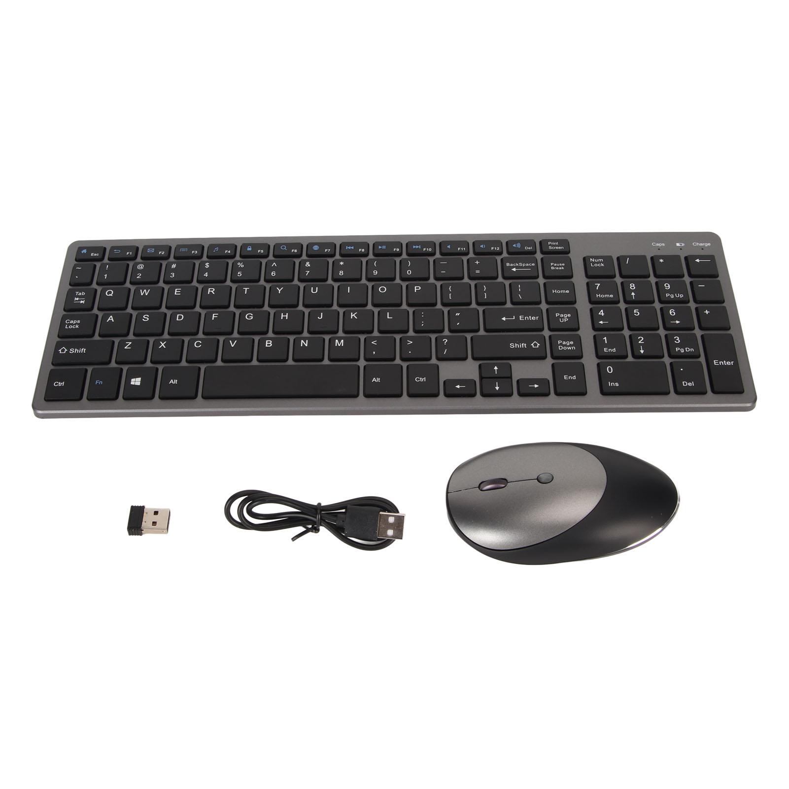 

Комбо Клавиатура Мышь 2.4G Беспроводная Перезаряжаемая 102 Клавиши Эргономичная Клавиатура и Мышь для Ноутбука