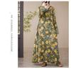 Loose Printed Round Neck Long Sleeve Dress Women's Long Dresses