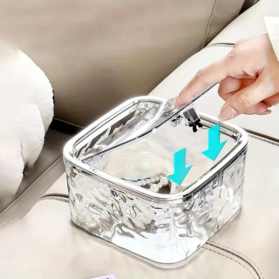 Haarschmuck Klarer Organizer Acryl Aufbewahrungsbox mit Deckel für Mädchen Zuhause Schreibtisch Schmuck Badezimmerzubehör Aufbewahrungsbox