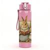 1PC Rabbit Family Book Scene Print 750ml Color Plastic Sports Water Bottle Leakproof Flip Straw Lid Suitable for Sports Office Home Use