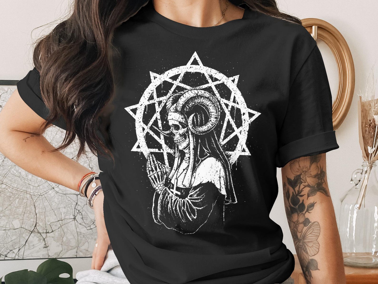 Gothic Nun Skull T-Shirt, Occult Skeleton Tee, Dark Academia Grunge Shirt, Alternative Goth Core Fashion, Witchy Horror Apparel Gift M