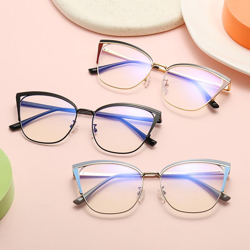 Fashion Cat-eye Frames Women's Reading Glasses Fashion Multi-color Splicing Metal Frames Anti-blue Glasses Presbyopia Eyewear +2