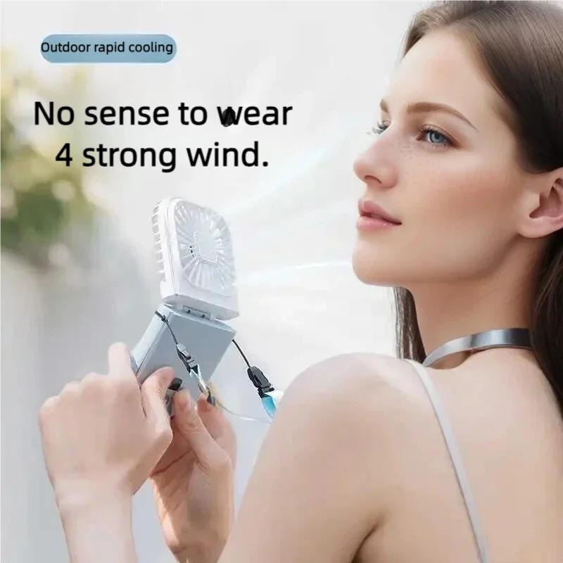 Foldable Hanging Neck Fan Cooling Desktop Refrigeration Handheld USB Mini Fan Camping Mute Ventilador Air Cooler for Sports Fan
