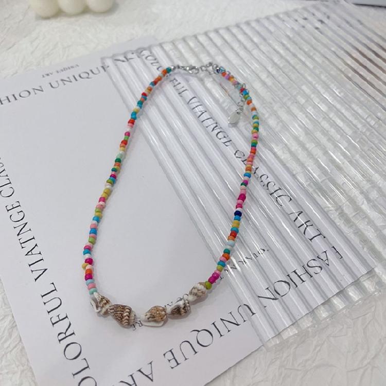 Fashion Shell Necklace with Beads Dopamine Natural Bead Necklace for Women