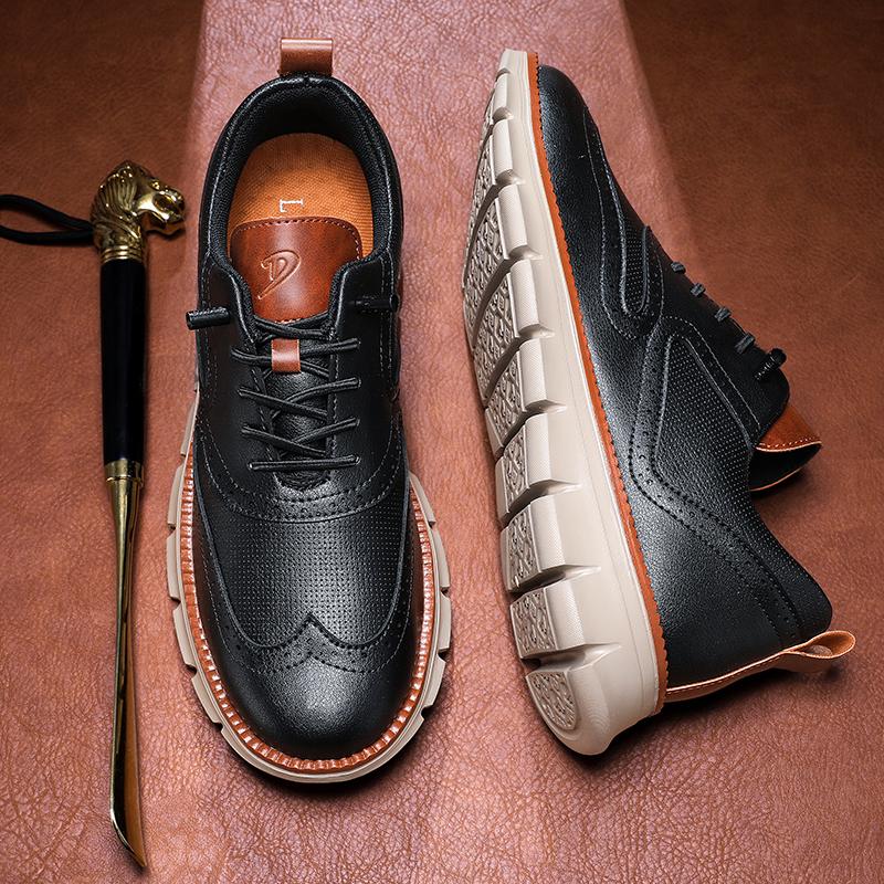 Plus Big Size 50 51 52 Men's Brogue Oxford Shoes Artificial Leather Sneakers British Style Thick Sole Business Casual Shoes