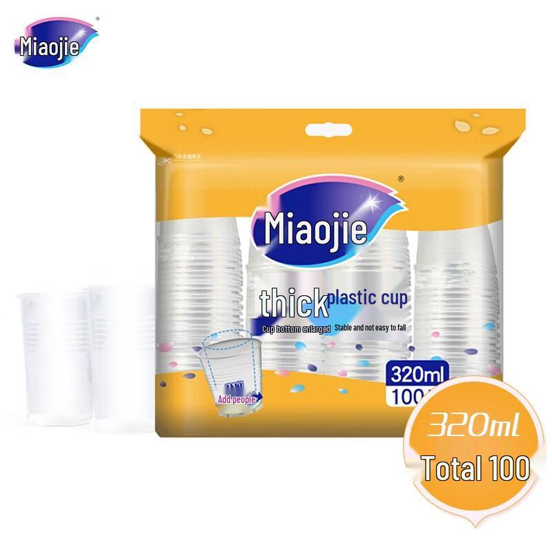 MiaoJie 320ml Large Disposable Plastic Cups (300 Count)