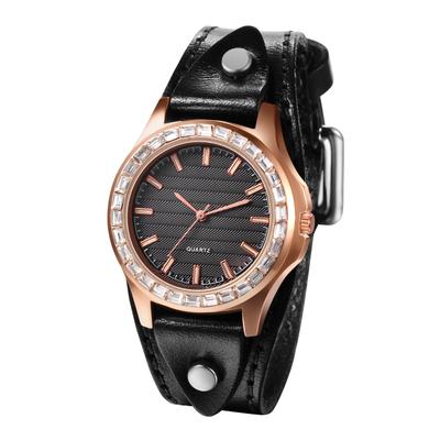 Orologio Bracciale Punk Cintura in Pelle Analogico Impermeabile Cintura in Pelle Casual Business Moda Orologio Nero Accessori Compleanno Giorno di Natale Regalo Donna