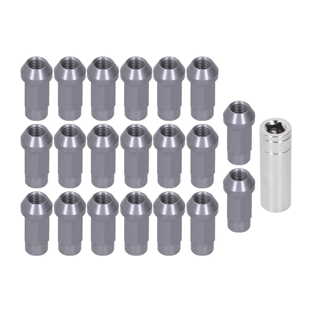 20pcs Wheel Lug Nuts M14x1.5 Thread 2in Height 7075 T6 Aluminum Thru Hole Locking Lug NutsTitanium Color