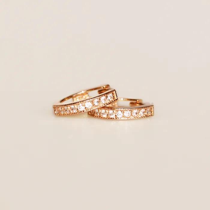 [14K gold] Cubic Round Earrings [Single]