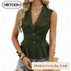 Women's Fashion Casual Sleeveless POLO Neck Blouses & Shirts