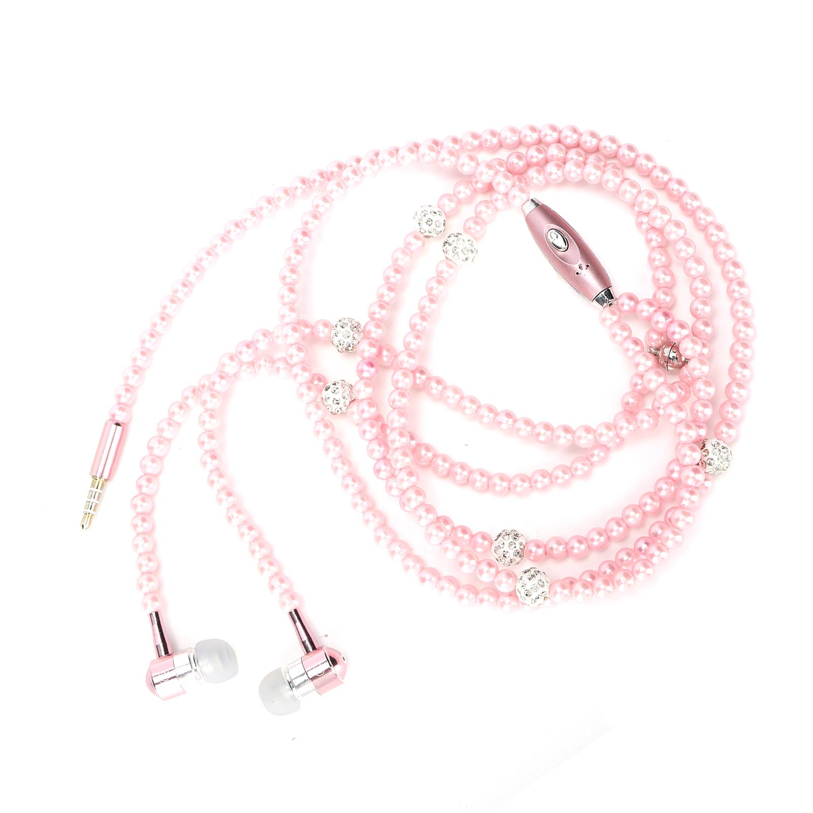 

Наушники-вкладыши Ожерелье из искусственного жемчуга с микрофоном Стереонаушники Розовый розовый