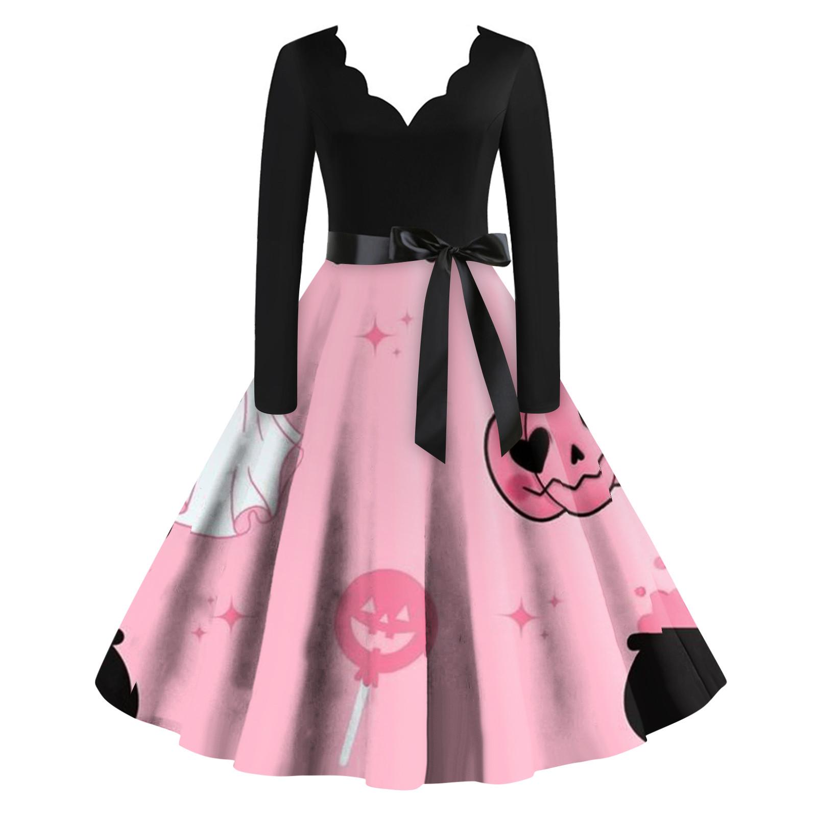 Женское винтажное классическое платье с вырезом на талии и галстуком-бабочкой с длинными — фото 7