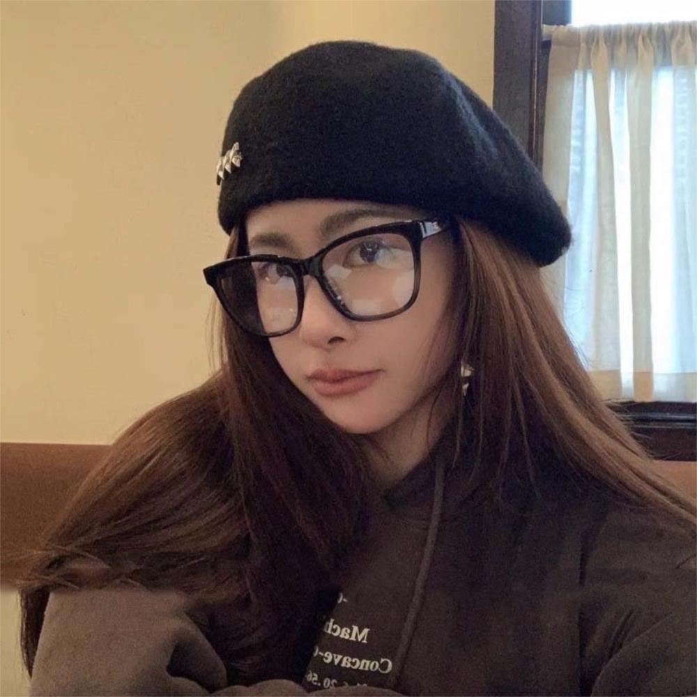 Solid Color Artist Cap Knitted Newsboy Hat Elegant Octagonal Cap Autumn/Winter