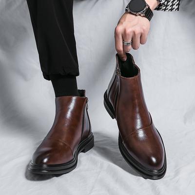 Fashion Luxury Brand Original Genuine Leather Designer Chelsea Ankle Boots Men's Black British Business Formal Dropshipping Casual Shoes