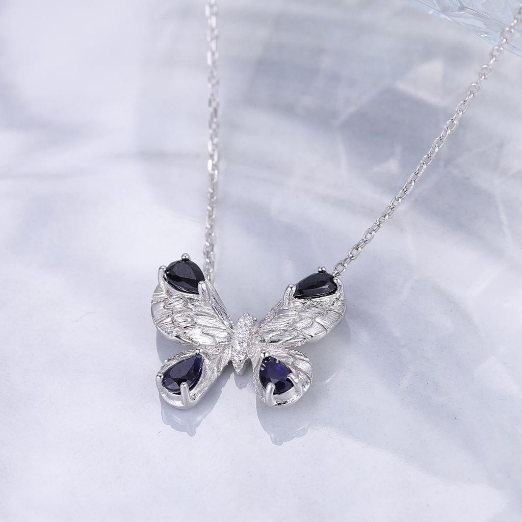 Lanț claviculă fluture pandantiv din argint 925 colier la modă pentru doamnă safir citrin colier ametist