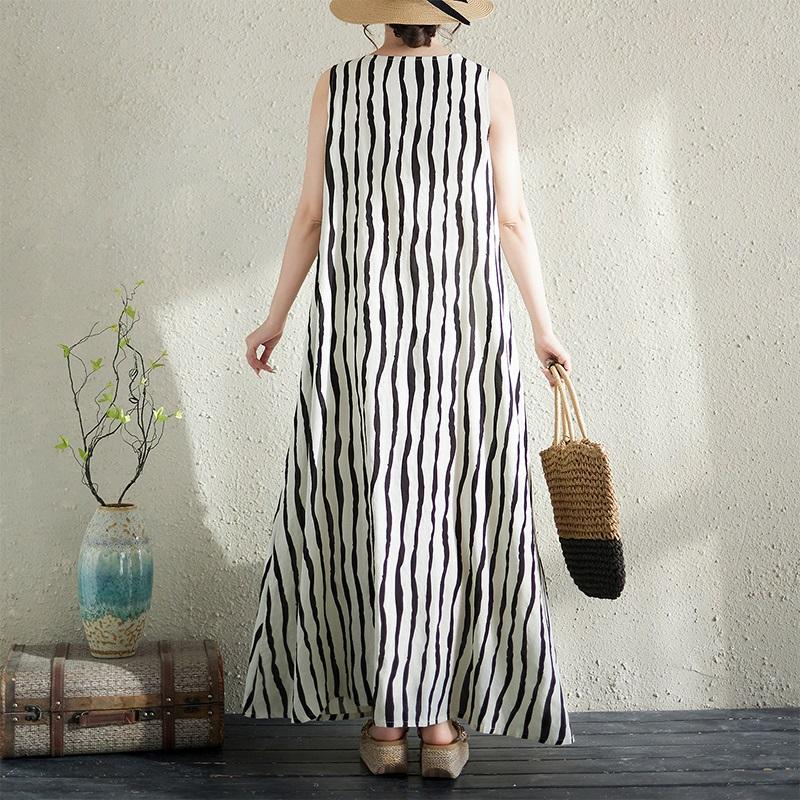 Sleeveless Plus Size Cotton Vintage  New In Dresses for Women Casual Loose Long Summer Dress