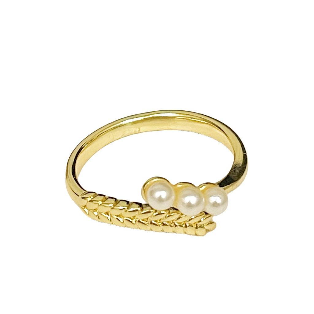 Gold Fashion Niche Design Sense Elegant Diamond Ring Wheat Ear Medieval French Fashion Light Luxury Ring Women