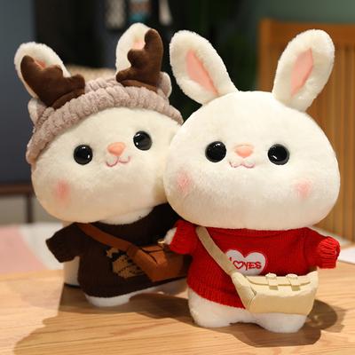 Tavşan Bebek Sürükle Küçük Tavşan Yaratıcı Bebek Beyaz Tavşan Peluş Oyuncak Kızlar İçin Hediye