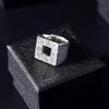 Stop Talking Nonsense S925 Silver Square Ring - Trendy Retro Men's Skateboard Street Style