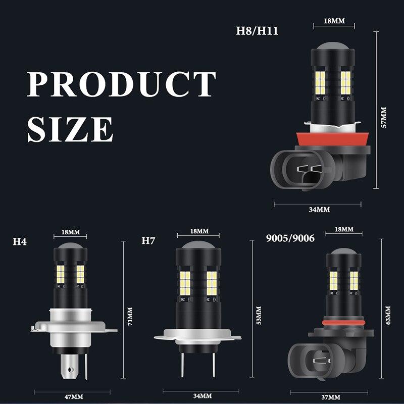 2pcs H7 H8 H11 Fog Light Bulbs H4 Bulb HB3 9005 Bulbs Fog Light Bulbs 3030 21SMD Auto Lamp Daytime Running Lamp 12V White