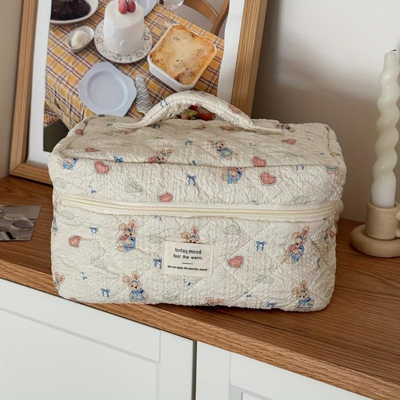 Cartoon Rabbit Makeup Bag Love Blue Skirt Bunny Cosmetic Bag Set Large Capacity Portable Travel Organizer Hand Washable Wash Bag