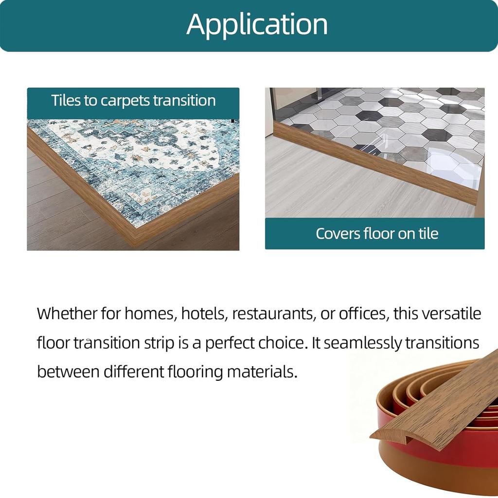 Teppichboden-Übergangsleiste, Selbstklebende Teppich zu Fliesen Übergangskantenleiste Geeignet für Türschwellen/Holzböden