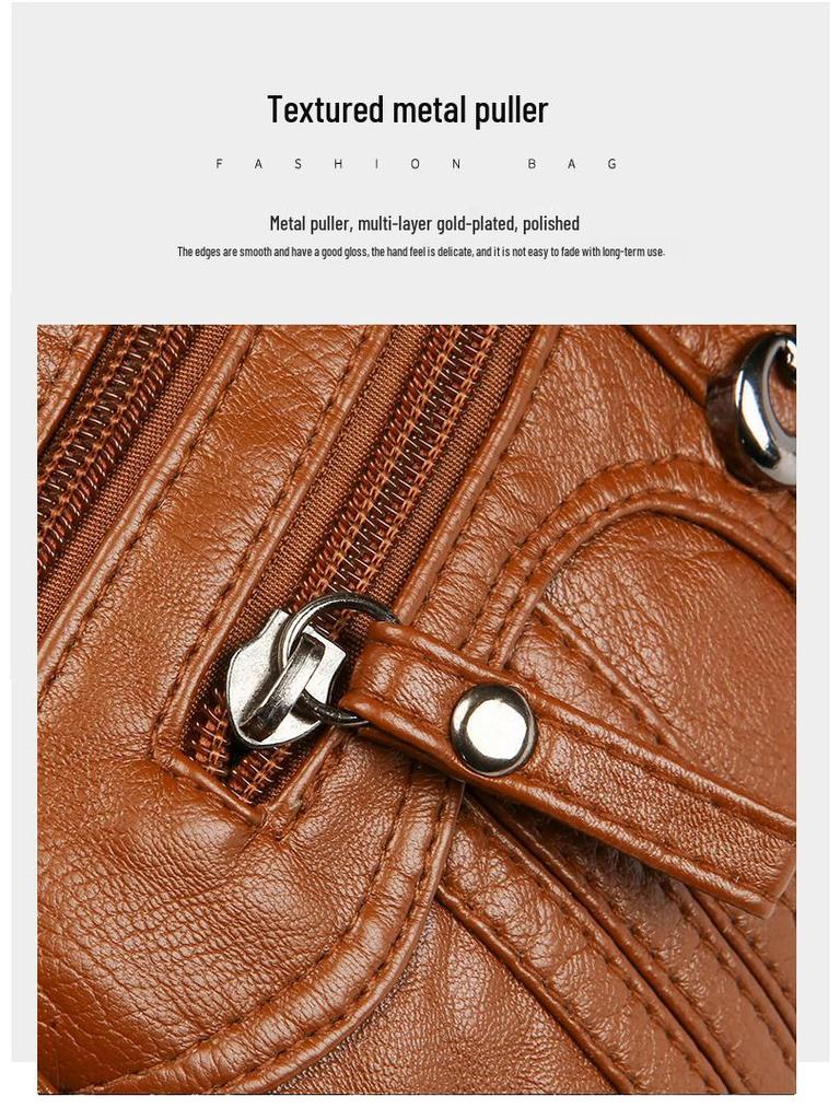 Borsa a Tracolla Grande Capacità in Morbida Pelle da Donna 2025 - Multitasche, Pratica, Borsa a Spalla Casual per Madri di Mezza Età