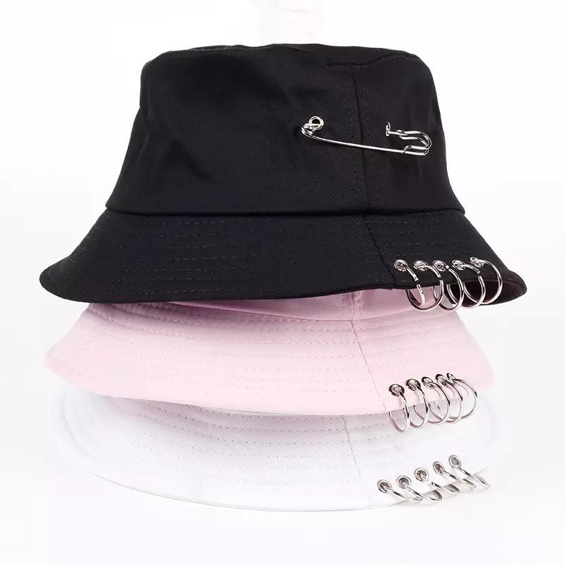 Hat summer breathable pin ring iron ring bucket hat men basin hat sunscreen sunshade bucket hat women
