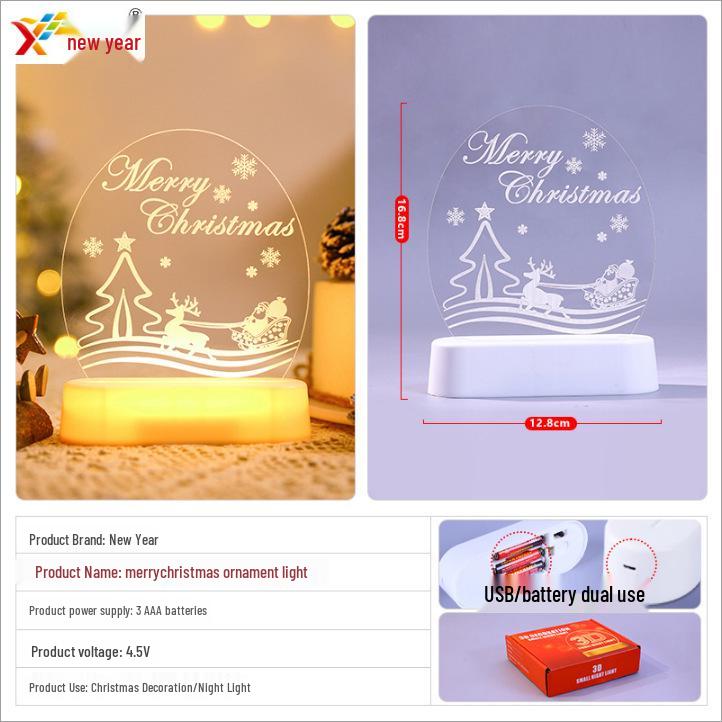 3D Neon LED Christmas Ornament Night Light