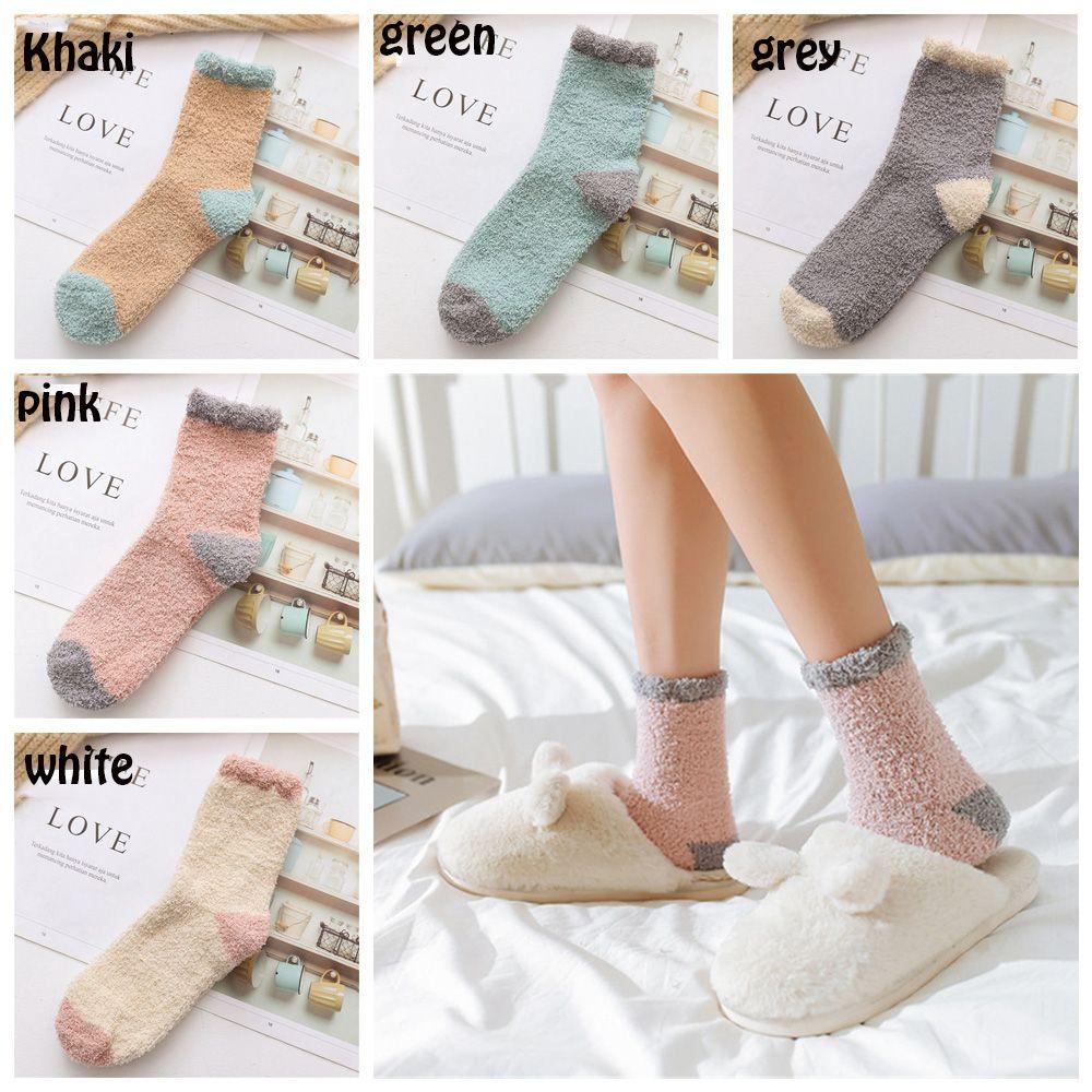 Candy Colors Winter Warm Plush Cashmere Sox Coral velvet socks Thickening Soft