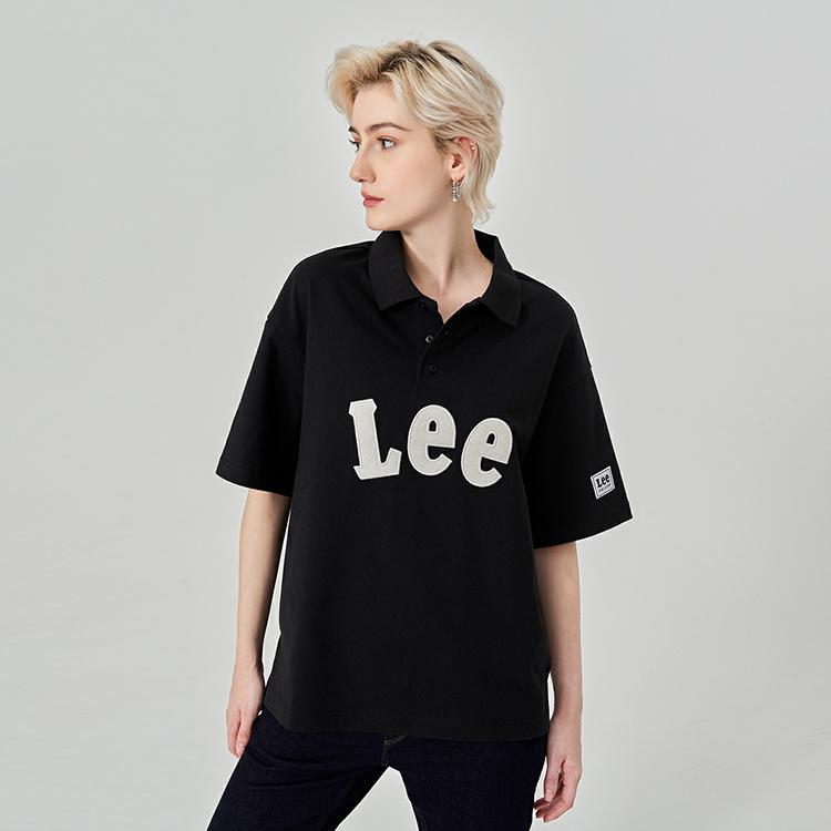 Lee Polo Shirts Unisex Black Polo Collar Moderate Straight Fit LUT006678101245K11000