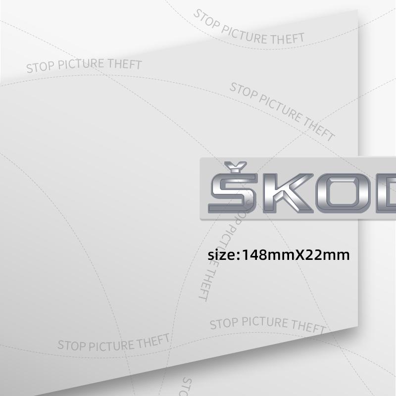 FSNK8 1Pcs 3D Metal For Skoda Octavia Yeti Rapid Kodiaq Karoq Fabia Kamiq Superb 4X4 Logo Car Rear Tail Bumper Trunk Sticker Decal