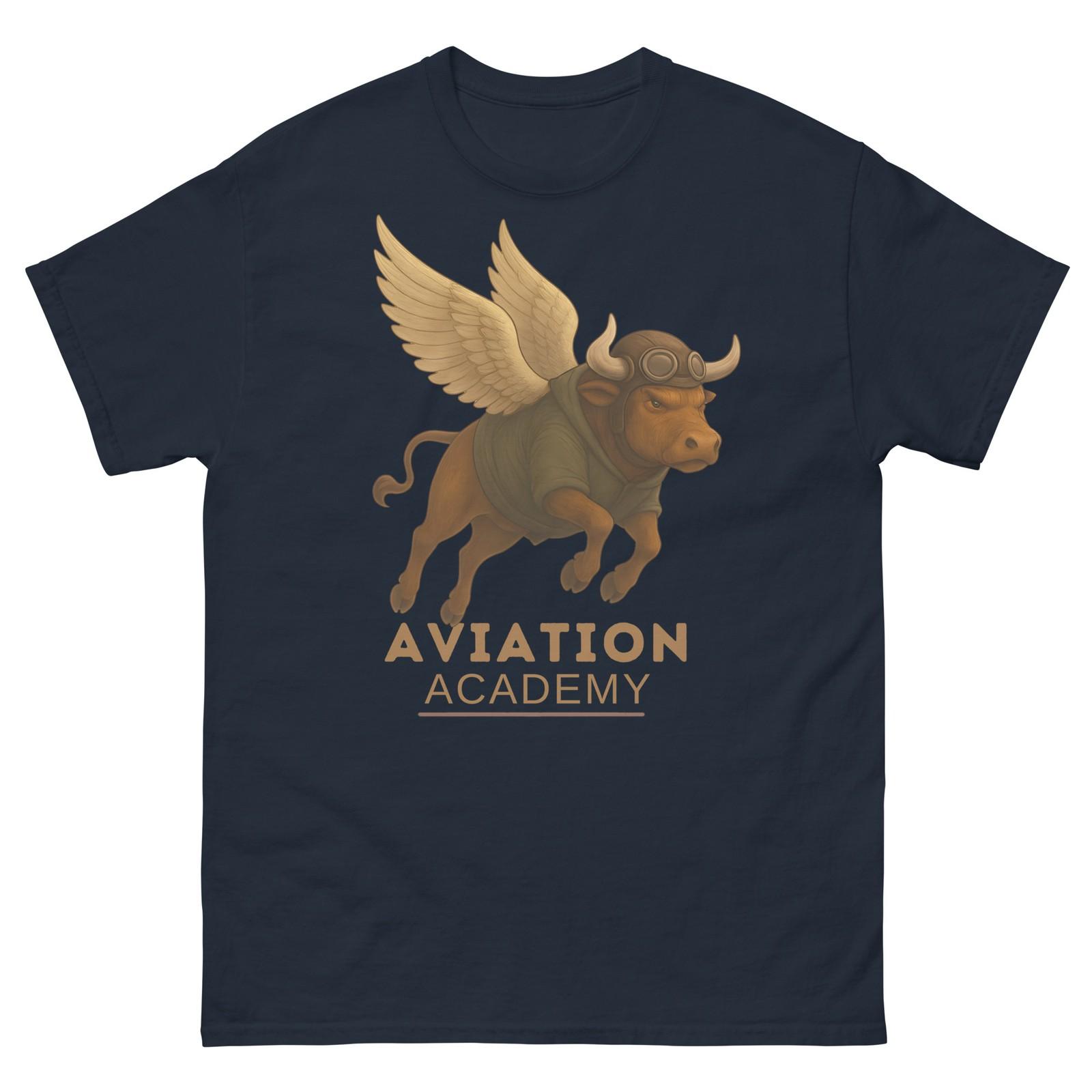 Winged Bull Aviation Academy Shirt | Flying Bull Fantasy Graphic Tee XXXL