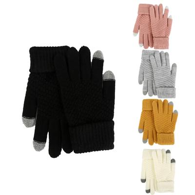 Winter Gloves Plus Velvet Thick Cold-proof Cycling Screen Knitted Gloves Warm Unisex Wool Gloves