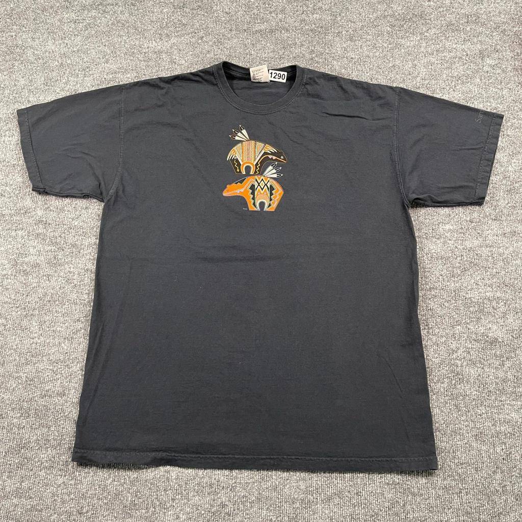Vintage 90s Santa-Fe Spiritual Center Aztec Bear Shirt XL 24x30 Black