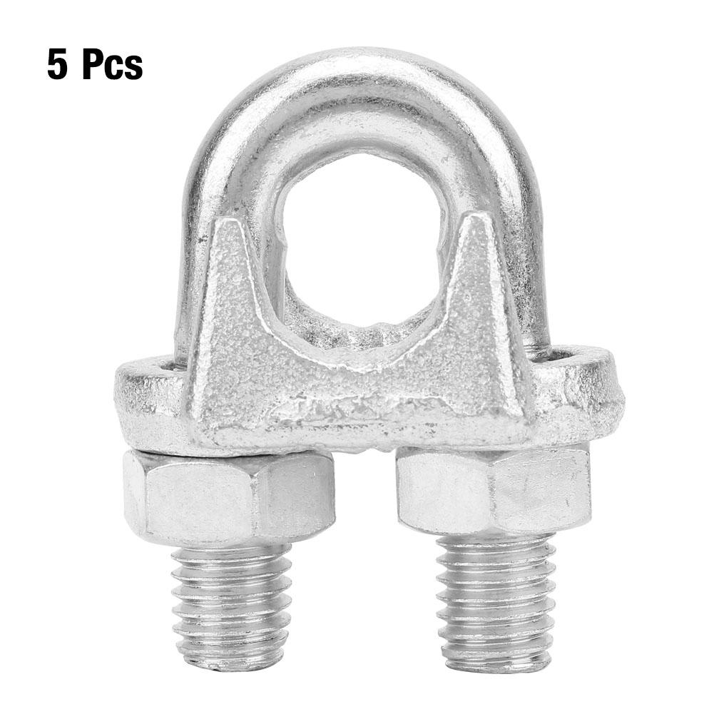 5 pcs Stainless Steel Clamp Wire Rope Clip Cable Clamp Fastener Silver (M6)