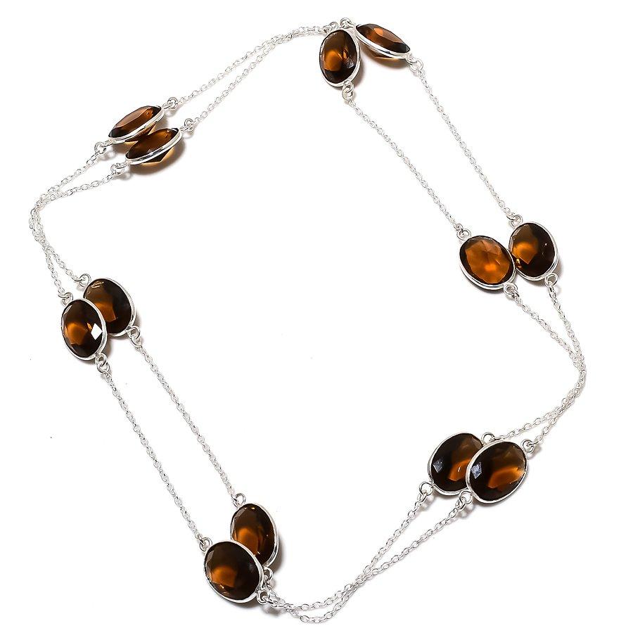 

Ожерелье из серебра 925 пробы с натуральным дымчатым топазом 36 дюймов p4b09