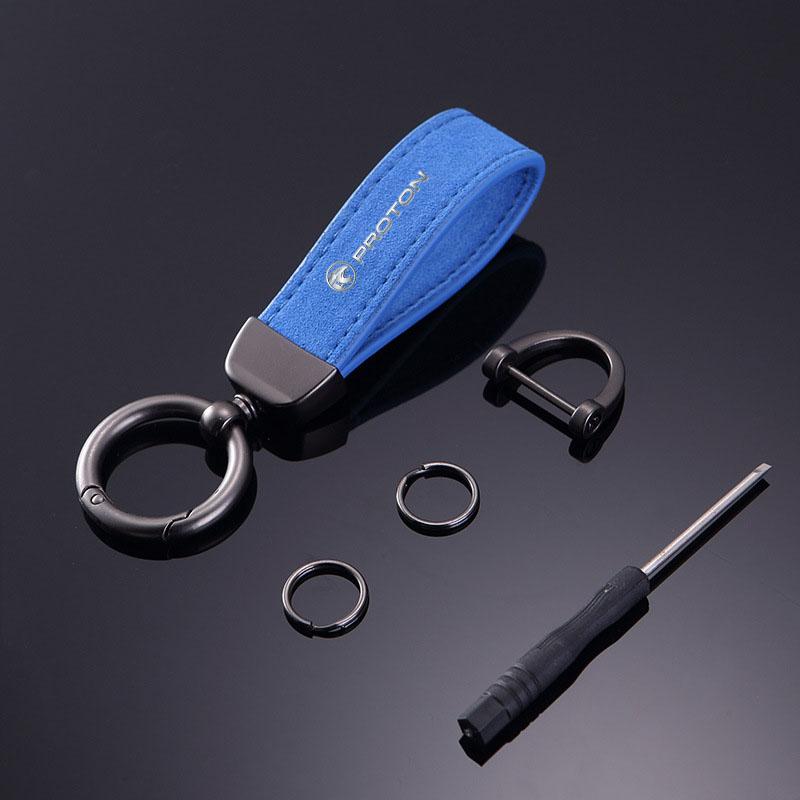 

Fashion Solid Color Flip Fur Keychain Lanyard Business Gift Key Chain for proton x50 x70 x90 saga persona s50 Accessories синій