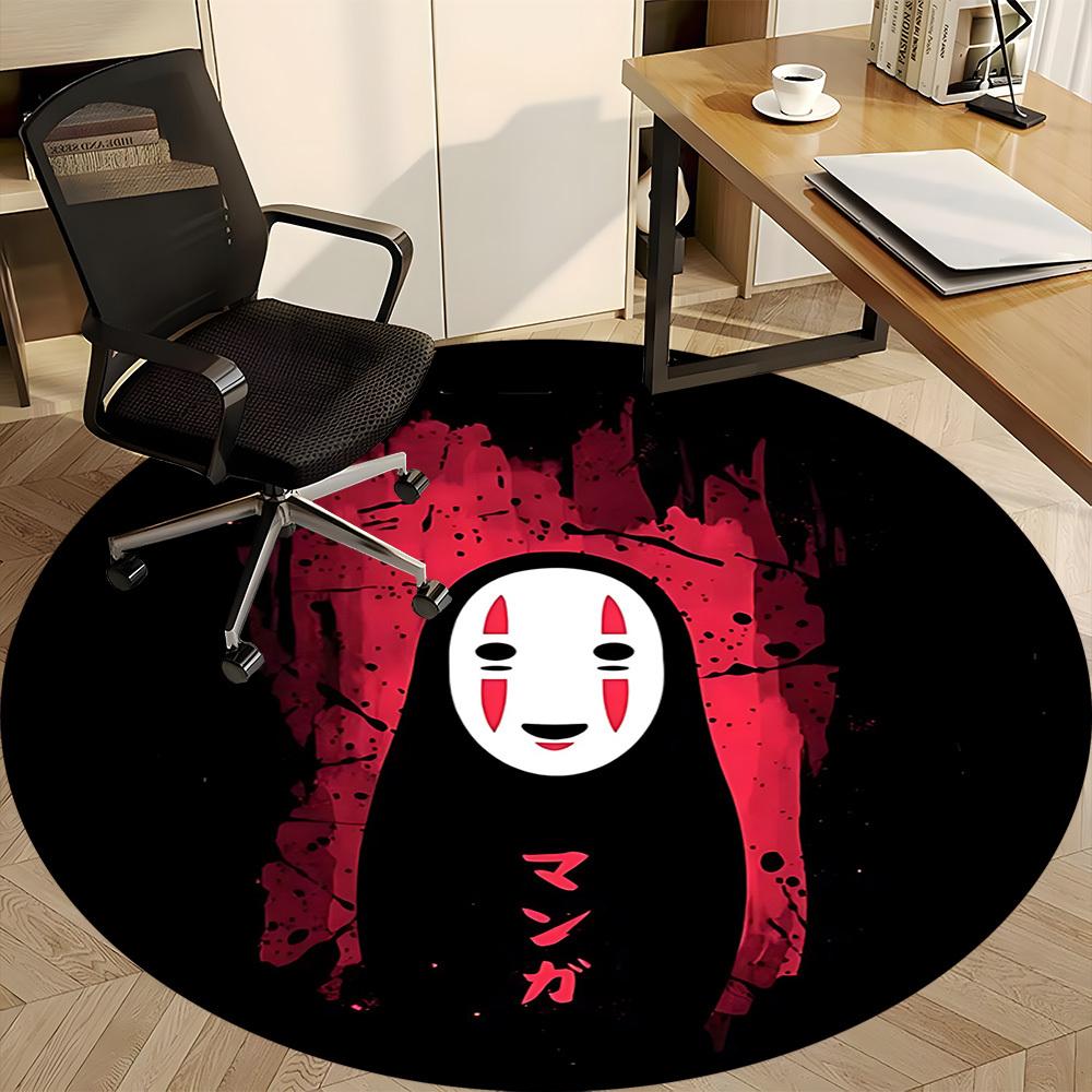 1pc Spirited Away No-Face Office Round Area Rug, Indoor Mat Suitable For Office,Bedroom Living Room Home Decor, Room Deco a0926101