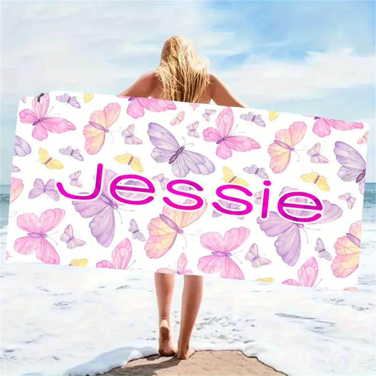 

Custom Name Beach Towel For Mom Mother s Day Bath Towel With Name Pink Butterfly Pool Towel Microfiber Towel 2024 New Brand 50x100cm