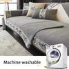 Solid Color Chinese Embroidery Sofa Cover Grey Chenille All Season Anti Slip Sofa Cushion Fully Covered Dust-proof Sofa Towel