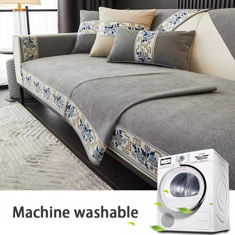 Chinese Style Anti Slip Sofa Cushion Chenier Solid Wood Sofa Mat Four Season Universal 1/2/3 Seat Combination Sofa Cover Towel