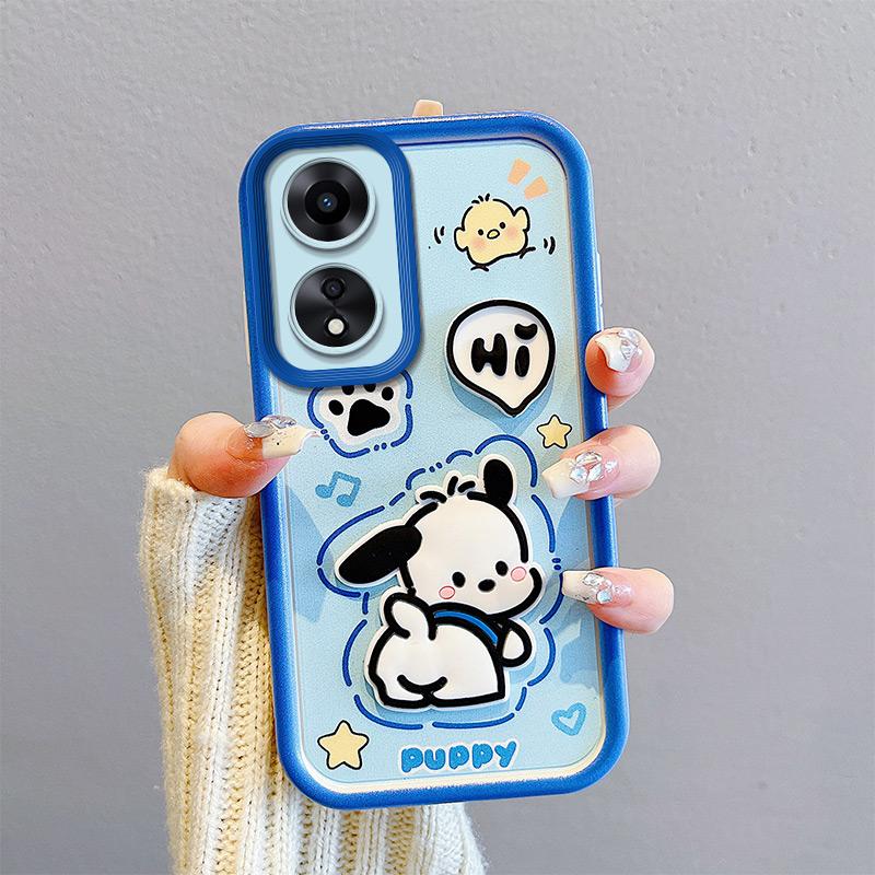 KEYSION Shockproof Case for OPPO A18 A38 A58 A78 A98 5G with Lanyard Silicone Cute 3D Cartoon Doll Phone Cover for OPPO A17 A17K