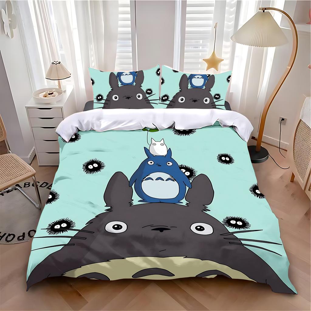 Duvet Cover Pillowcase Bedding Set Anime Cute T-Totoroes Adult Boy Girl Bedroom Decoration Children Single Double Large Size