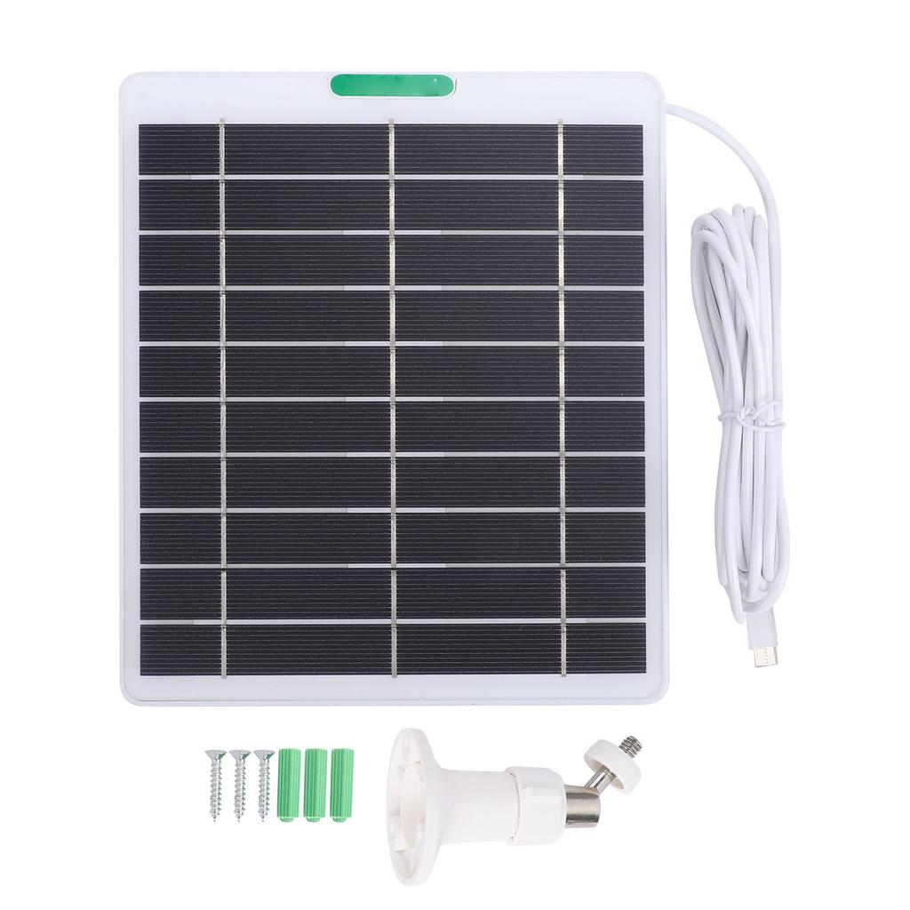 5W Solar Panel Charger Solar Charger with Type C Port for Security Camera Doorbell Outdoor Indoor Use White