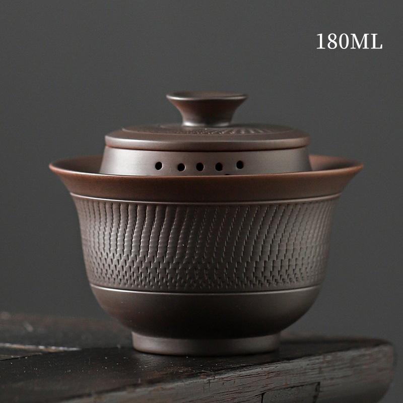 Jianshui Purple Pottery Gaiwan Ceramic Handmade Household Kung Fu Tea Set Tea Bowl Tea Cup Tea Maker Tea Ceremony Tea Tureen