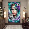 Beautiful Girl with Flowers and Leopard DIY Diamond Painting Cross Stitch Full Drills Diamond Mosaic New Collection Home Decor